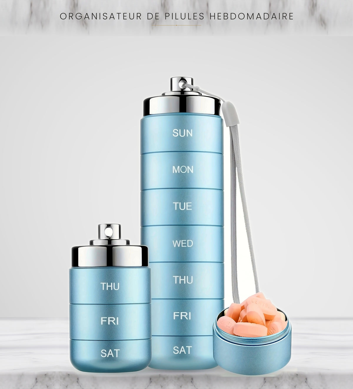 PILTECH ONE™ — Pilulier Semainier Premium en Aluminium INCASSABLE | Boîte à Pilules Étanche 7 Jours pour Voyage